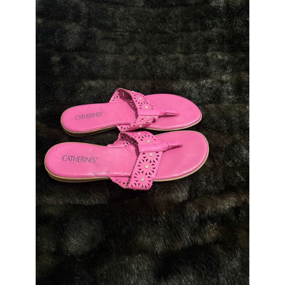 Catherine's studded, scrolled, hot pink sandals size 12 W shoes